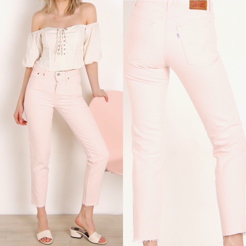 Levi’s Wedgie High Rise Button Fly Pink Jeans